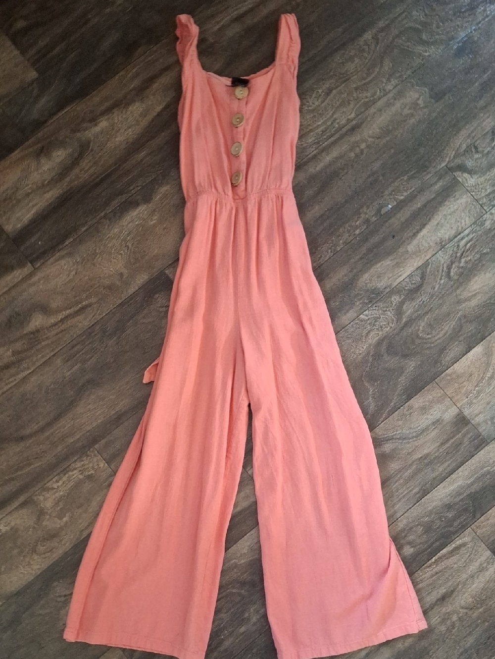 art class Coral Sleeveless Button-Front Wide-Leg Jumpsuit